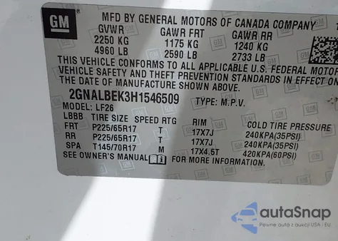 2017 Chevrolet Equinox Ls from USA, damaged, VIN 2GNALBEK3H1546509